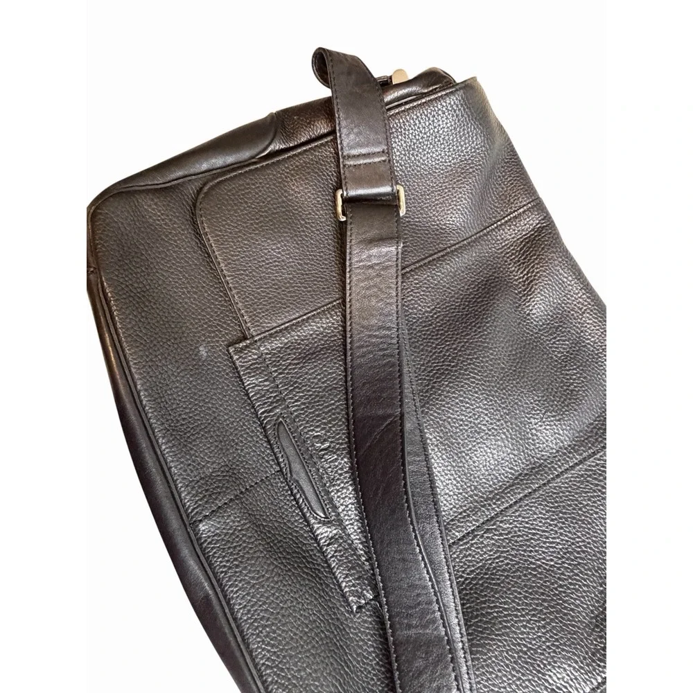 Cole Haan Black Pebbled Leather Messenger Bag Laptop Crossbody Briefcase